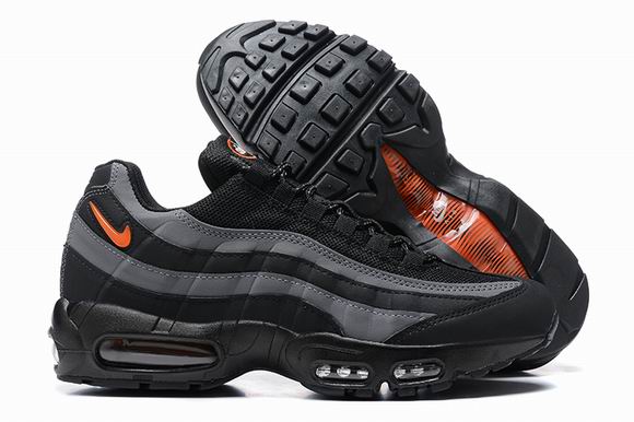 Nike Air Max 95 Black Grey Orange Swoosh Men's Shoes-127 - Click Image to Close